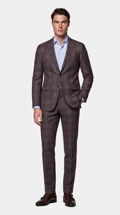 The Reserve Taupel and Purple Plaid Suit