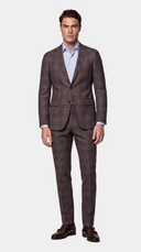 The Reserve Taupe and Purple Plaid Suit