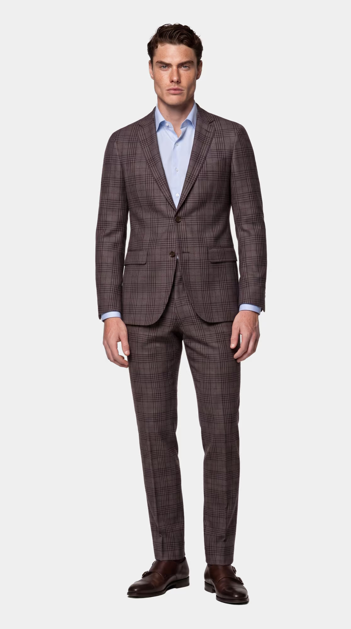 The Reserve Taupel and Purple Plaid Suit