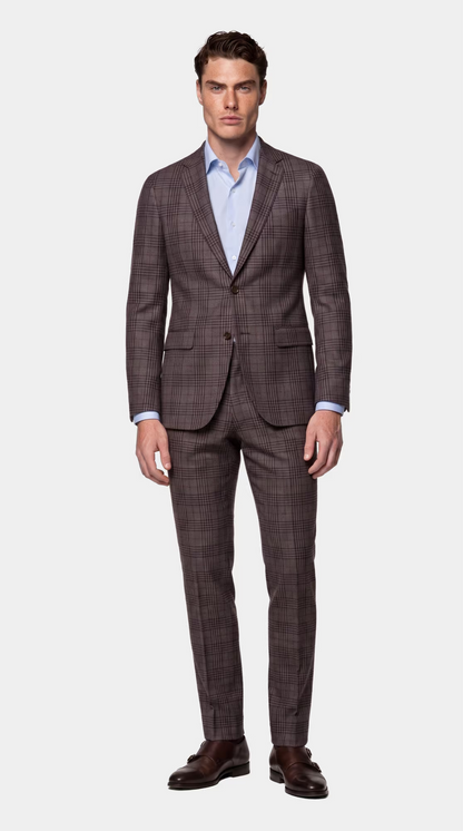 The Reserve Taupel and Purple Plaid Suit