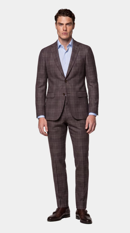 The Reserve Taupel and Purple Plaid Suit