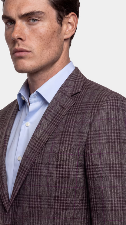 The Reserve Taupel and Purple Plaid Suit